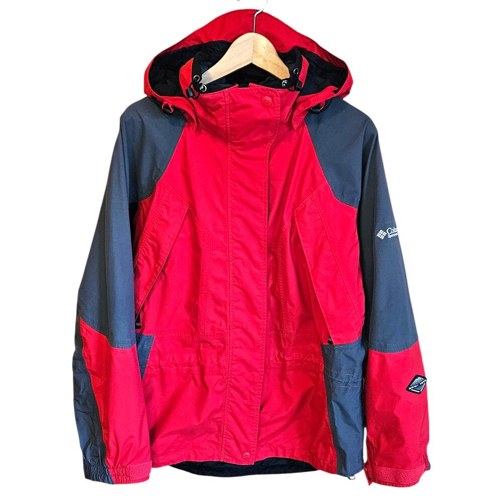 Columbia Sportswear Women’s Red Gray Hooded Jacket Shell Coat Large